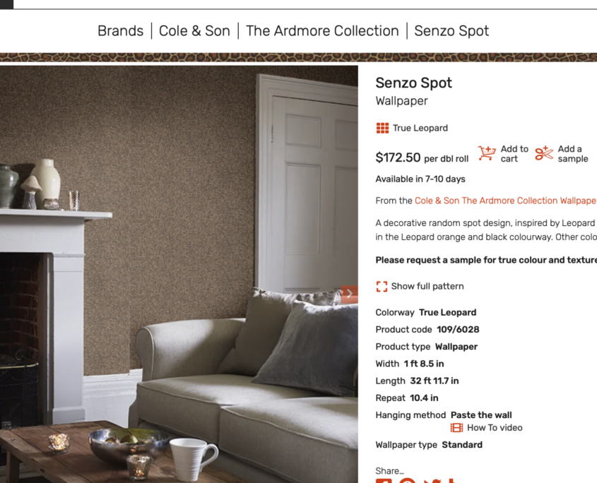 Example of Senzo Spot wallpaper selling by the roll on Wallpaper Direct website